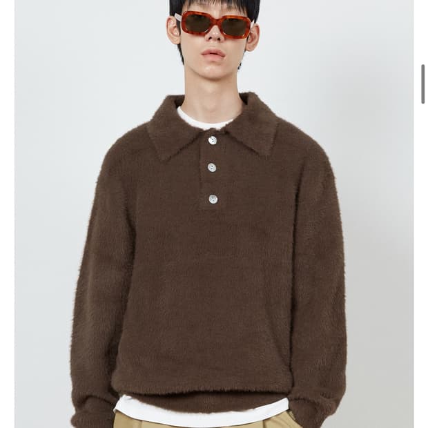 키뮤어 소프트 헤어리 카라니트 M 브라운