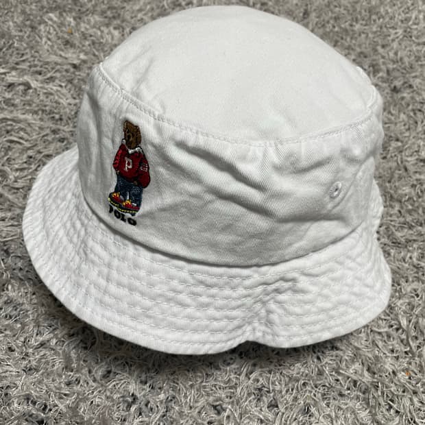 폴로Polo 폴로베어 화이트 버킷햇 코튼 캡 Free