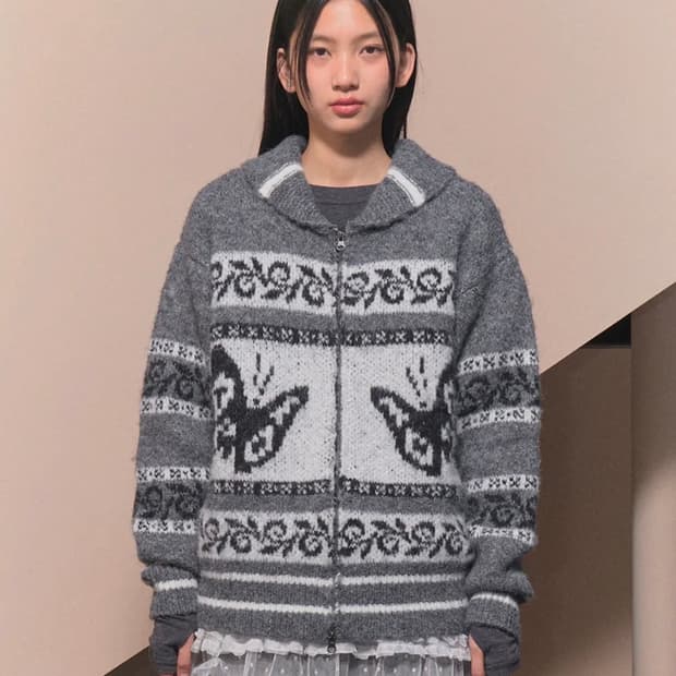 팬시클럽 페페 코위찬 니트 집업 (GRAY)