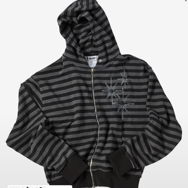 언타이틀 스테리나잇 스트라이프 후드집업 블랙