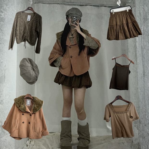 브라운 모카무스 폭닥폭닥 니혼진 너에게닿기를 아야네깔 사와코깔 코디세트 