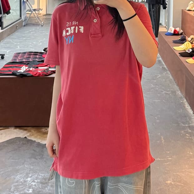 아베크롬비 백로고 핑크 카라 반팔 H3117