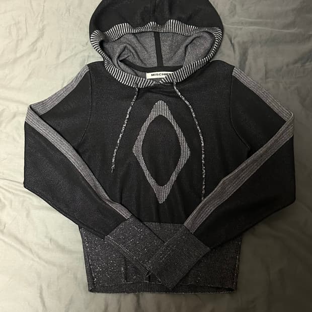 MSCHF RHOMBUS KNIT HOODIE_BLACK