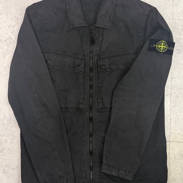 스톤아일랜드 브러쉬드 오가닉 코튼 오버셔츠 블랙 L