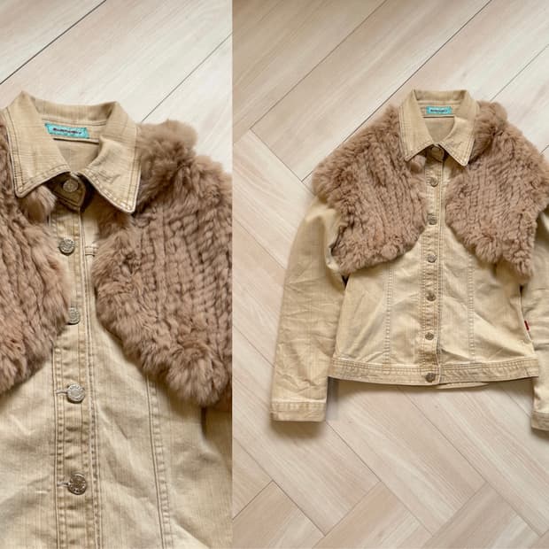 [Something] Beige Denim Jacket