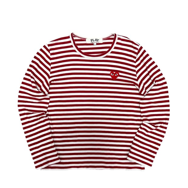 (한글택)꼼데가르송 우먼스 스트라이프 보더티(L)