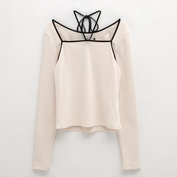 아틀리에나인 COLOR BLOCK HALTER SLIM TEE