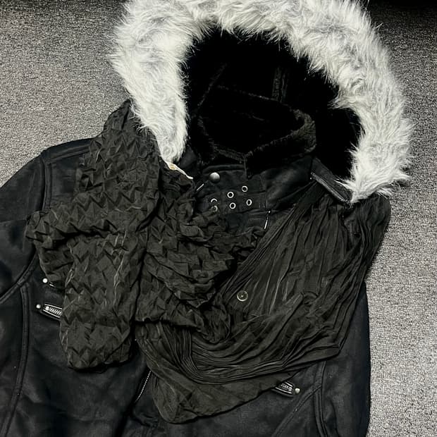 Punk black shirring scarf