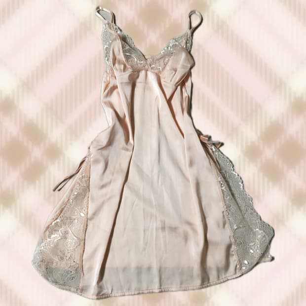 피치 핑크 레이스 리본 슬리브리스 나시 원피스 히메 갸루 러블리 로걀