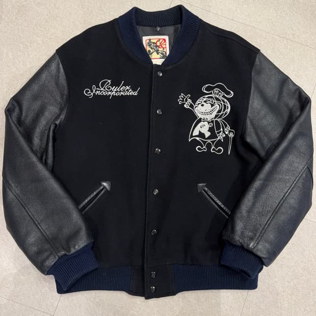 빈티지 울 레더 바시티 자켓