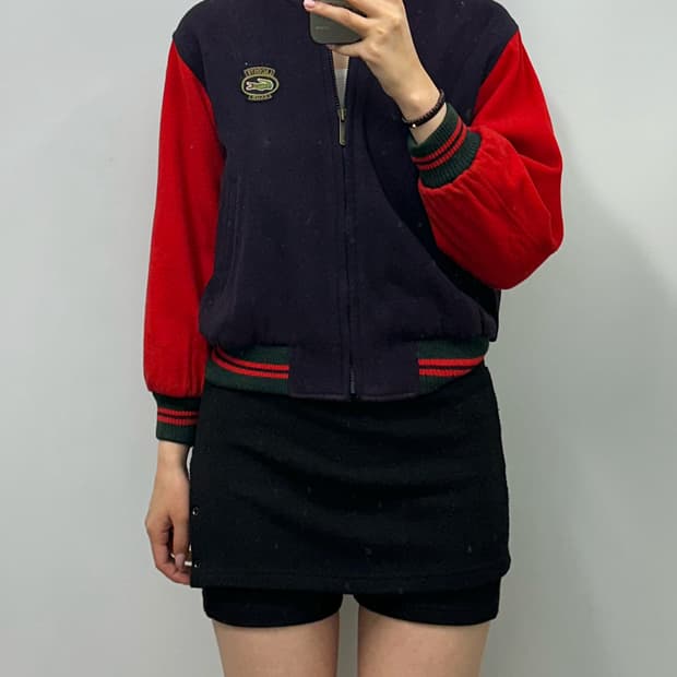 00s 라코스테 모직 스타디움 바시티 자켓