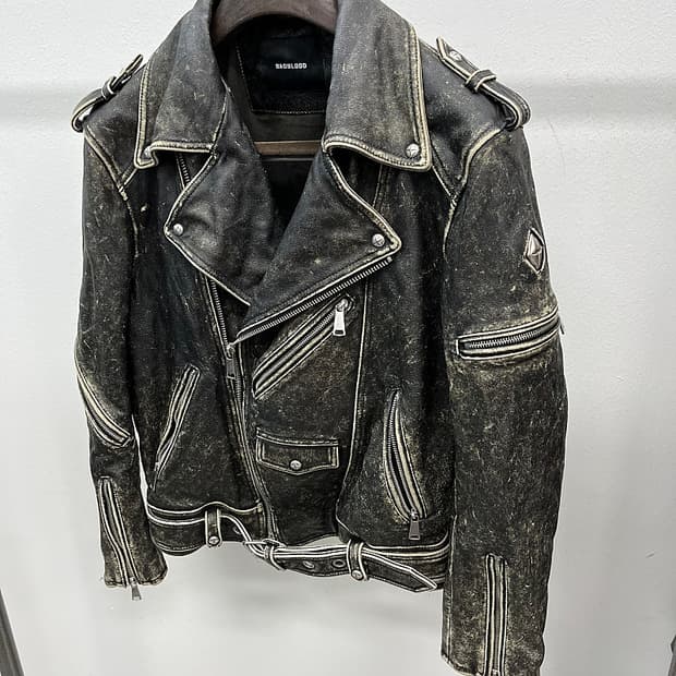 95-100) 배드블러드 크랙 레더 바이커자켓 