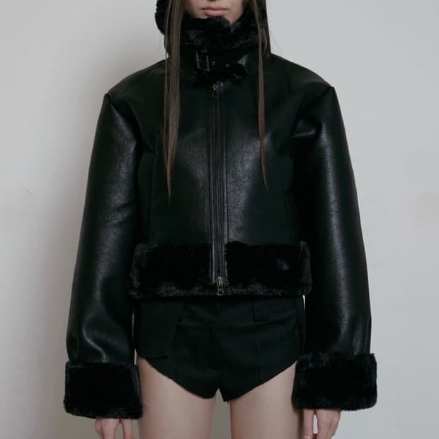 보헤미안서울 하이넥 무스탕 23fw