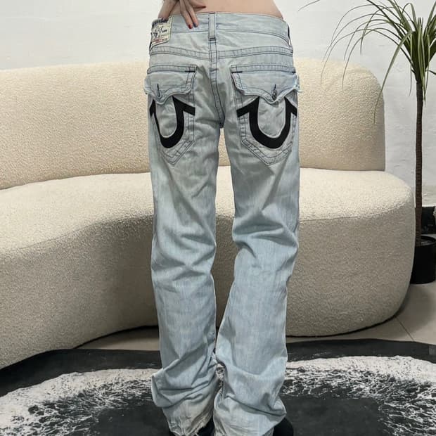90s TRUE RELIGION 빅U 로고 스트레이트 데님 팬츠
