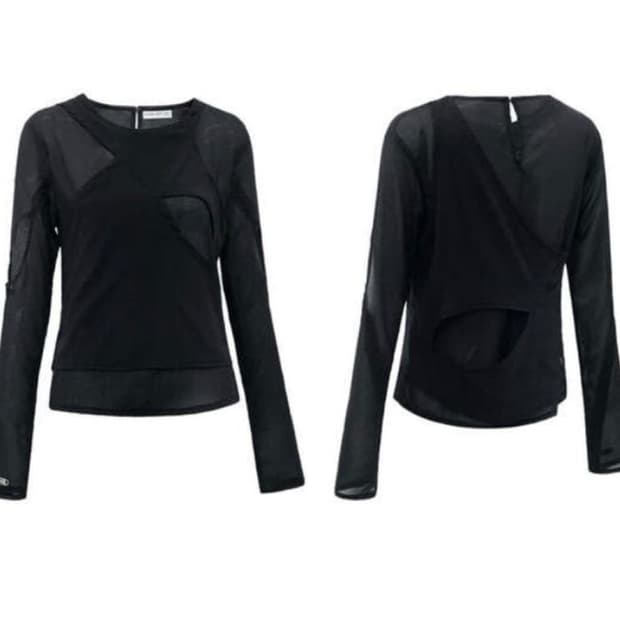 나체 슬릿 쉬폰 롱슬리브 블랙