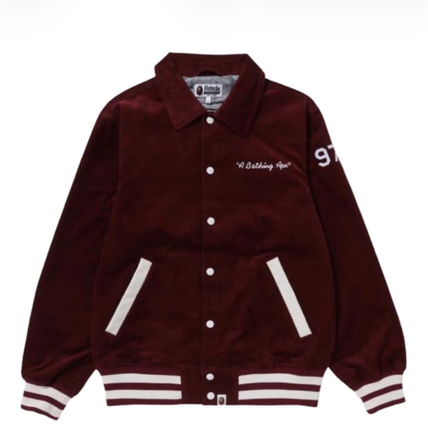 베이프 제너럴 코듀로이 바시티 자켓 버건디