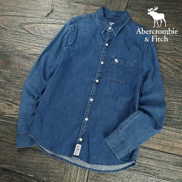 [아베크롬비] 로고 자수 포켓 데님 셔츠 M19768