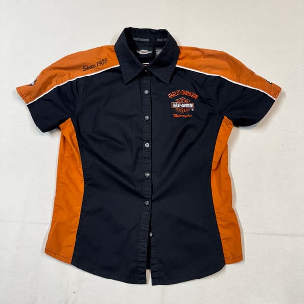 여S) 할리데이비슨 자수로고 반팔 셔츠