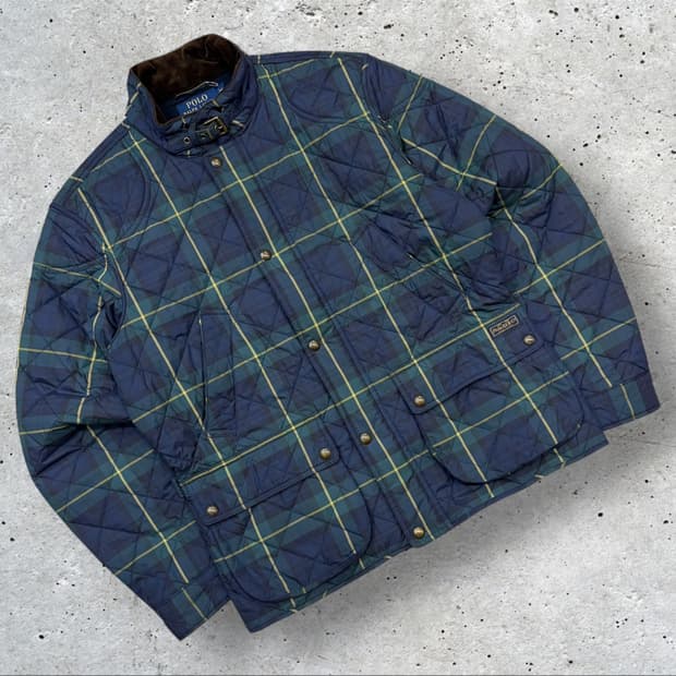 [L] 폴로 랄프로렌 블랙와치 체크 퀼팅 자켓 B496