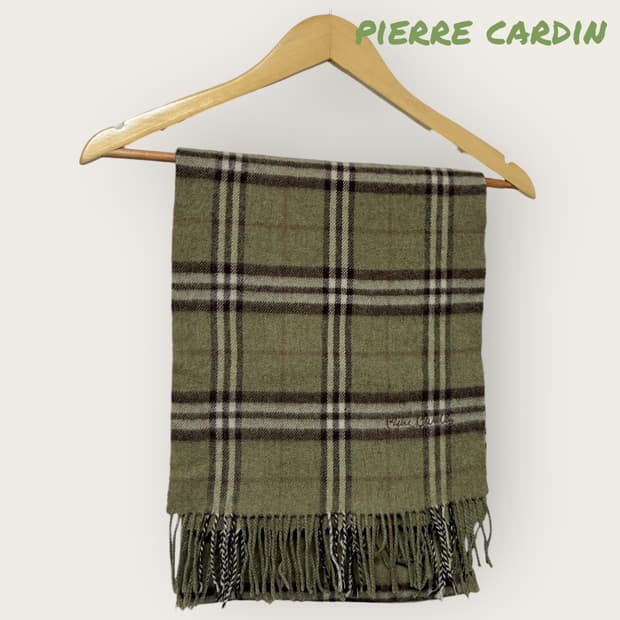 피에르가르뎅 체크 캐시미어 머플러 목도리