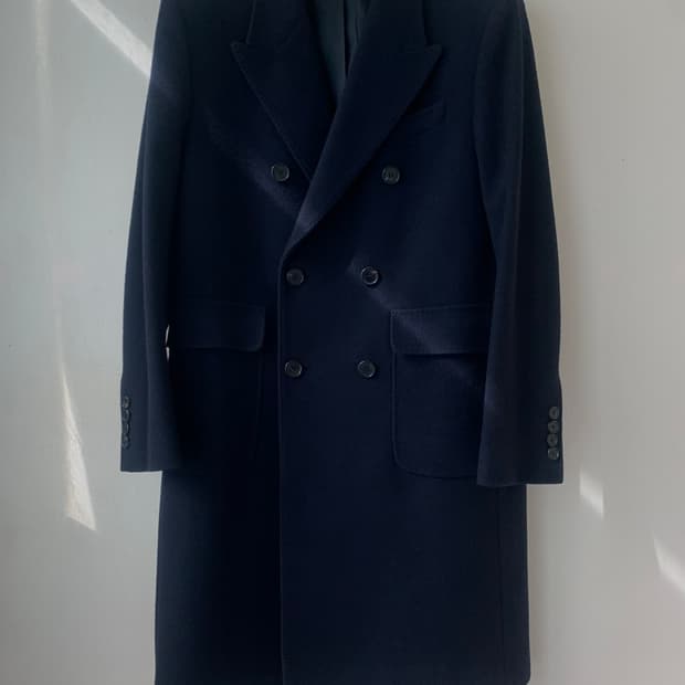 커스텀멜로우 더블코트 다크네이비