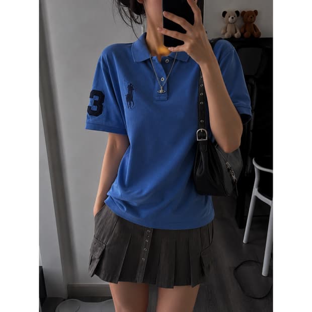 폴로 빅포니 블루 반팔카리티