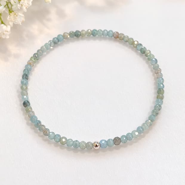 페이셋 아쿠아마린 원석팔찌 2mm | Aquamarine