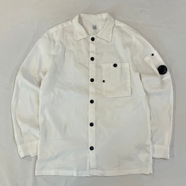 CP 컴퍼니 렌즈와펜 화이트 셔츠 자켓 오버셔츠