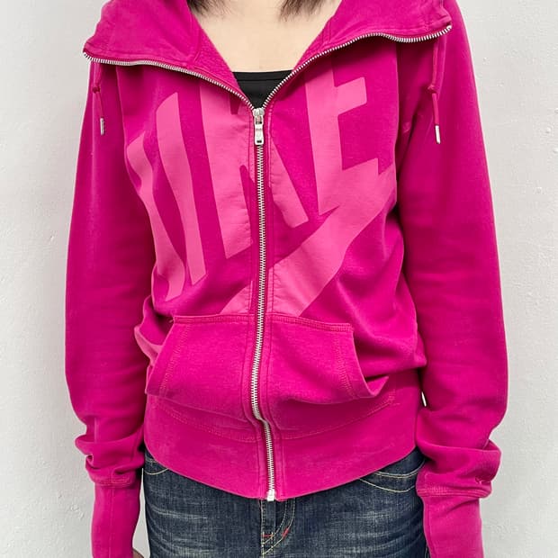 마젠타 나이키 로고 후드집업
