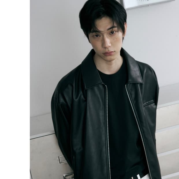 (새상품)(L) 레더리 레더 오버핏 블루종 자켓 [BLACK] 판매