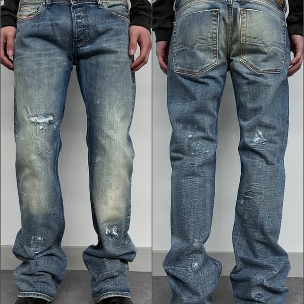 디젤 자티니 버튼 플라이 데님 팬츠