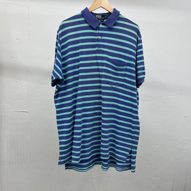 [2XL] POLO 'BIG SHIRT' STRIPE COLLARTEE 