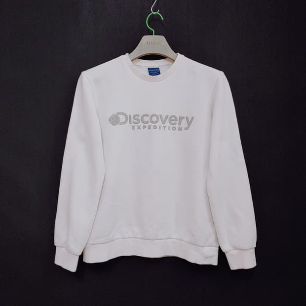 Discovery 디스커버리 안감기모 펄로고 화이트 맨투맨