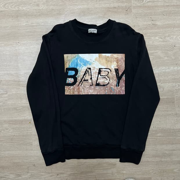 생로랑 여성 베이비 그래픽 프린팅 맨투맨 [블랙] M/95