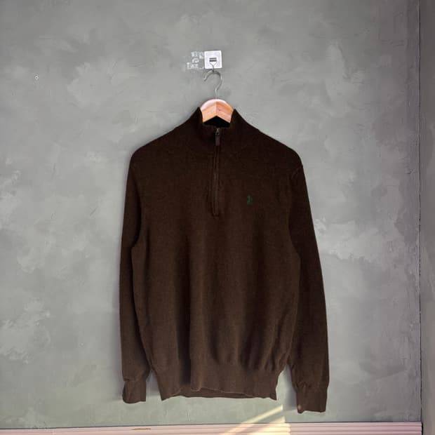 폴로 랄프로렌 울 니트 반집업 브라운