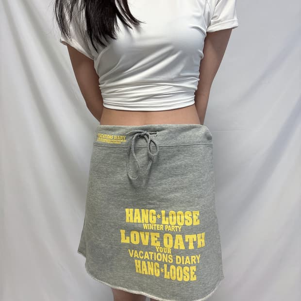 빈티지 그레이 밴딩 미니 스커트