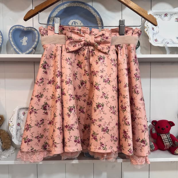 리즈리사 플라워 리본 하이웨스트 스커트