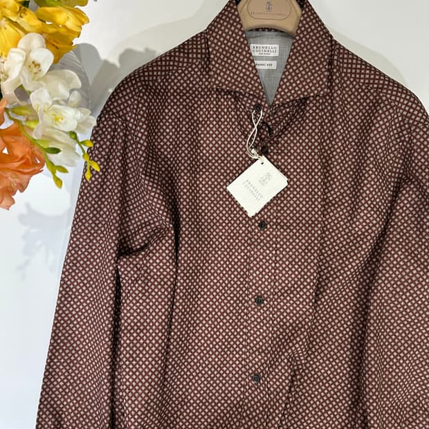 브루넬로 쿠치넬리 브라운 코튼 셔츠 XL