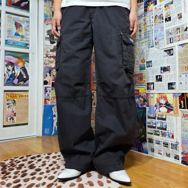 빈티지 멀티 포켓 블랙 카고 팬츠