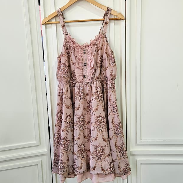 (Axes Femme) 앤틱 로즈 프레임 핑크 원피스