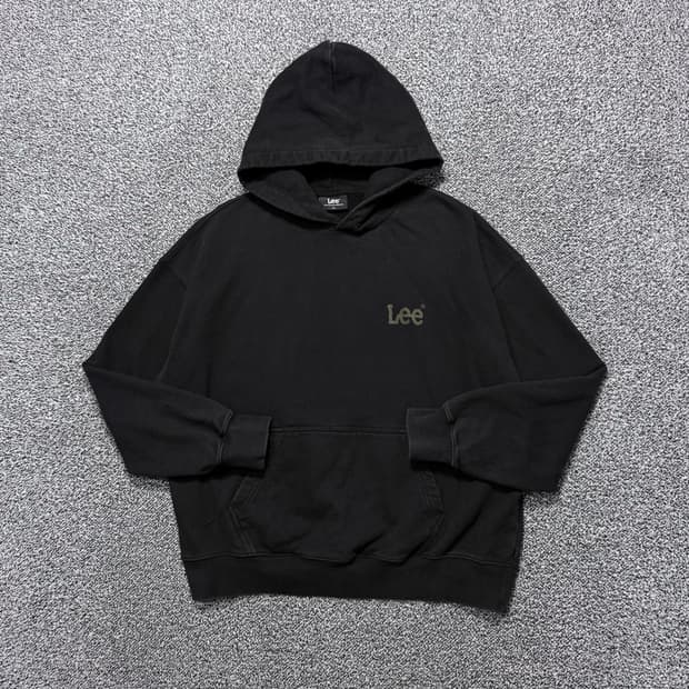 Name : Lee 스펠아웃 후면 카키로고 블랙컬러 오버핏 후드티 :)