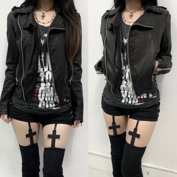 락시크 펑크 양가죽 레더자켓