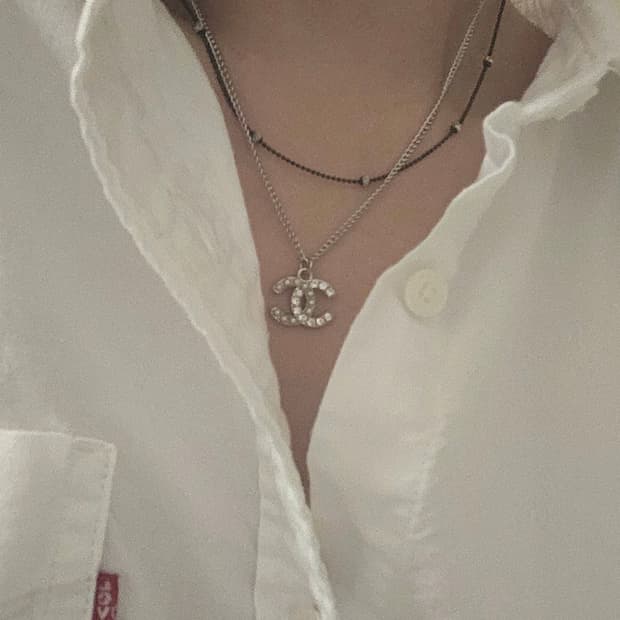 샤넬 하프 CC로고 빈티지 업사이클링 목걸이