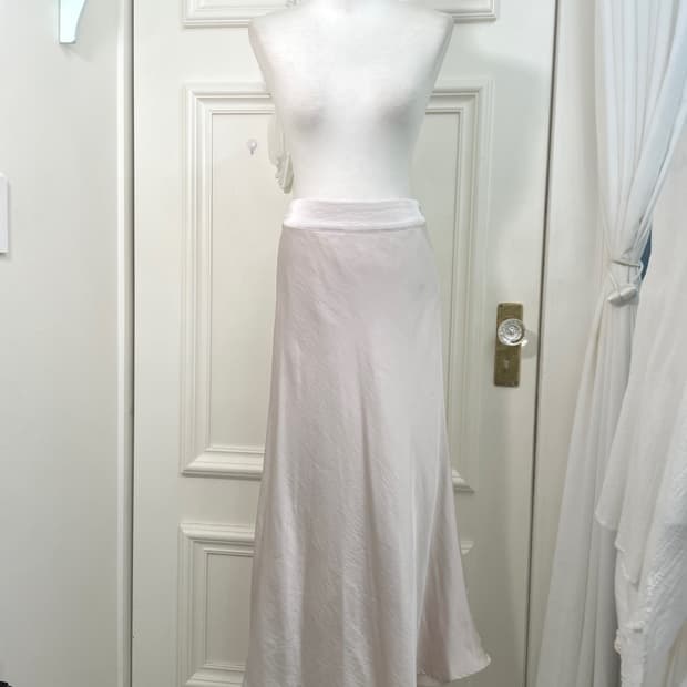 sheer pink satin beautiful long skirt