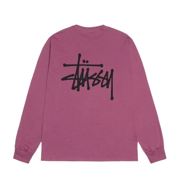 스투시 베이직 스투시 롱슬리브 티셔츠 베리 2024