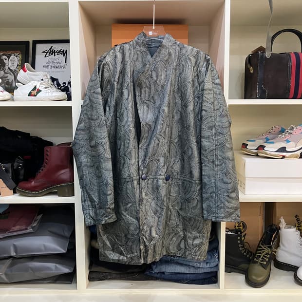 VTG 빈티지 패턴 하프 레더코트