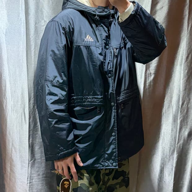 XL 아디다스 삼선로고 빅로고 패디드 나일론 야상 후드자켓