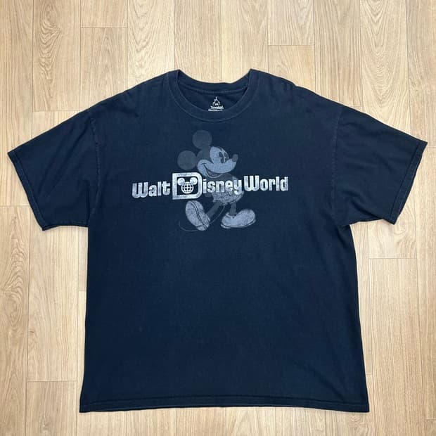 디즈니월드 미키마우스 프린팅 반팔티 XXL 블랙 Hanes