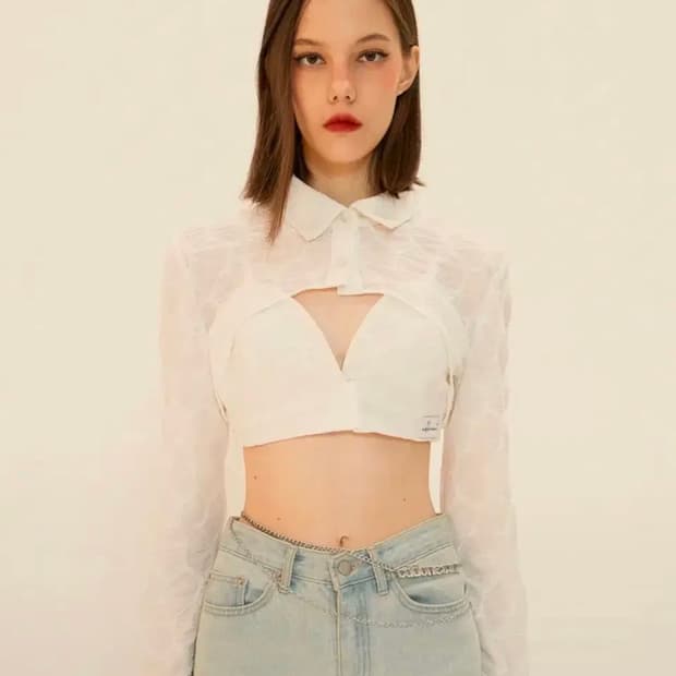 [새상품] 오드원아웃 Layerd bralette & blouse set