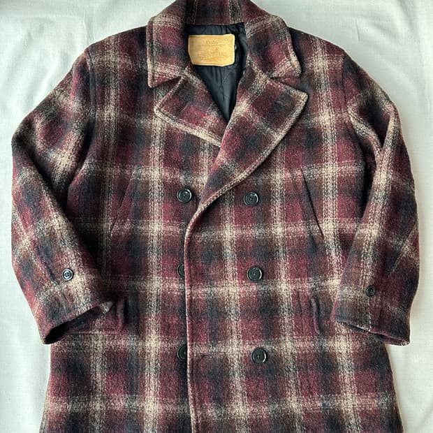 80s 폴로 스포츠맨 헤비울 피코트 M